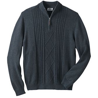 Liberty Blues by KingSize Men's Big & Tall Shoreman’S Quarter Zip Cable Knit Sweater