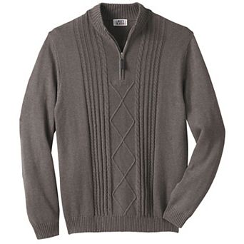 Liberty Blues by KingSize Men's Big & Tall Shoreman’S Quarter Zip Cable Knit Sweater