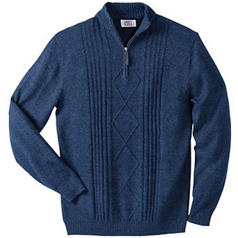 Liberty Blues by KingSize Men's Big & Tall Shoreman’S Quarter Zip Cable Knit Sweater