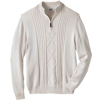 Liberty Blues by KingSize Men's Big & Tall Shoreman’S Quarter Zip Cable Knit Sweater