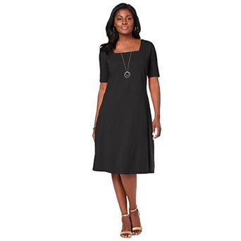 Jessica London Women's Plus Size Stretch Cotton Square Neck Midi Dress