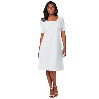 Jessica London Women's Plus Size Stretch Cotton Square Neck Midi Dress