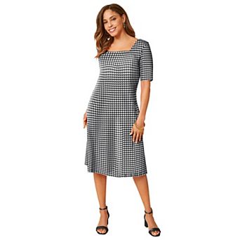 Jessica London Women's Plus Size Stretch Cotton Square Neck Midi Dress