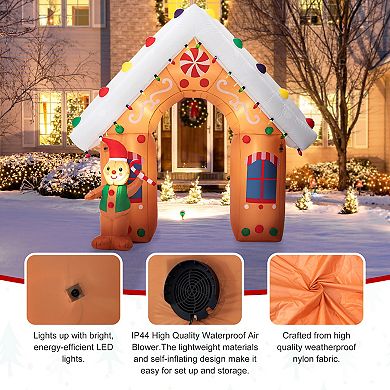 Glitzhome 8ft Lighted Inflatable Icy Snowman Decor, Christmas Inflatable Yard Decor & Garden Decor