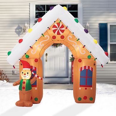 Glitzhome 8ft Lighted Inflatable Icy Snowman Decor, Christmas Inflatable Yard Decor & Garden Decor