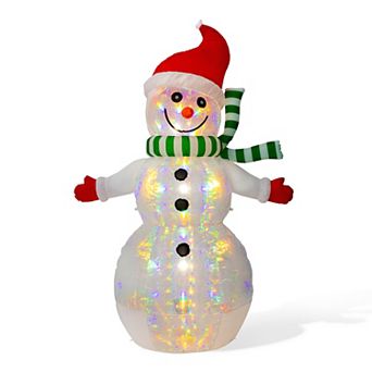 Glitzhome 8ft Lighted Inflatable Icy Snowman Decor, Christmas Inflatable Yard Decor & Garden Decor