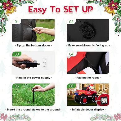 Glitzhome 7ft Lighted Santa Claus On Pick Up Off-road Vehicle Inflatable Decor