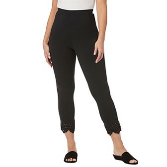 Jessica London Women's Plus Size Stretch Cotton Eyelet Capri Legging