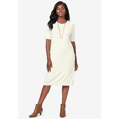 Jessica London Women's Plus Size Cable Knit Cape Sweater Dress
