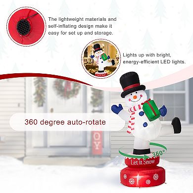 Glitzhome 6ft Inflatable Santa under Coconut Tree Decor, Lighted Inflatable Yard Decor for Christmas