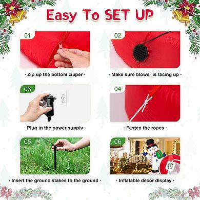 Glitzhome 6ft Inflatable Santa under Coconut Tree Decor, Lighted Inflatable Yard Decor for Christmas