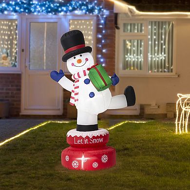 Glitzhome 6ft Inflatable Santa under Coconut Tree Decor, Lighted Inflatable Yard Decor for Christmas