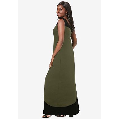 Jessica London Women's Plus Size Stretch Knit Tank Maxi Dress
