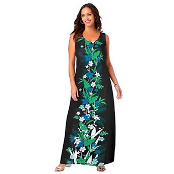 Jessica London Women's Plus Size Stretch Knit Tank Maxi Dress