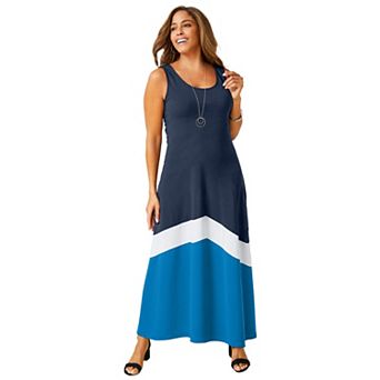 Jessica London Women's Plus Size Stretch Knit Tank Maxi Dress