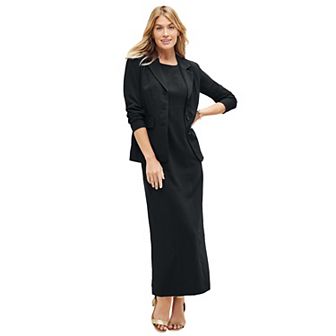 Jessica London Women's Plus Size 2 pc Stretch Crepe Single-breasted Maxi Jacket Dress
