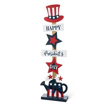 Glitzhome 35.75"h Patriotic Wooden Top Hat Porch Sign