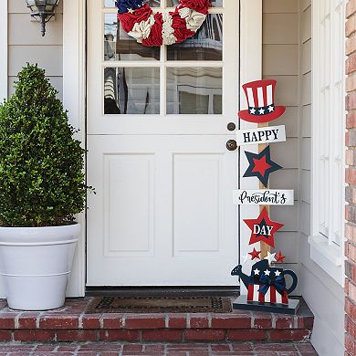 Glitzhome 35.75"h Patriotic Wooden Top Hat Porch Sign