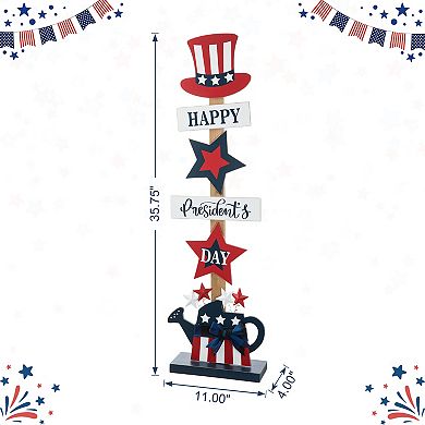 Glitzhome 35.75"h Patriotic Wooden Top Hat Porch Sign