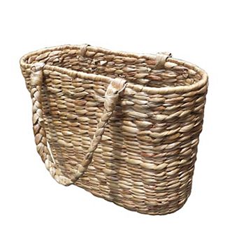 Wicker Magazine Basket With Straps