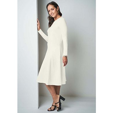 Jessica London Women's Plus Size Long Sleeve Stretch Ponte Dress