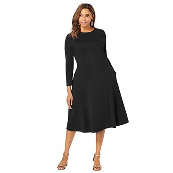 Jessica London Women's Plus Size Long Sleeve Stretch Ponte Dress
