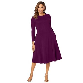 Jessica London Women's Plus Size Long Sleeve Stretch Ponte Dress