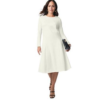 Jessica London Women's Plus Size Long Sleeve Stretch Ponte Dress