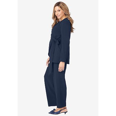 Jessica London Women's Plus Size 2-piece Faux Wrap Pantsuit