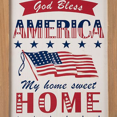 Glitzhome 24''h Patriotic/ Americana Wooden Easel Porch Sign Decor
