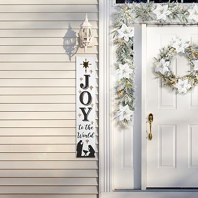 Glitzhome 42"h Lighted Wooden Nativity Porch Sign With Timer