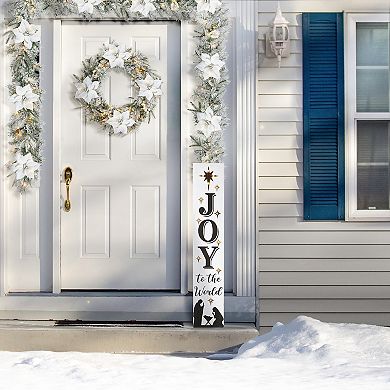 Glitzhome 42"h Lighted Wooden Nativity Porch Sign With Timer