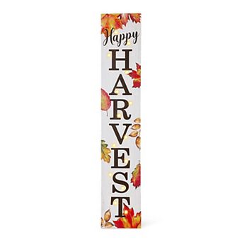 Glitzhome Fall Hanging Sign, Rustic Fall Lighted Wooden Porch Sign