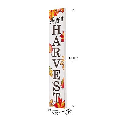 Glitzhome Fall Hanging Sign, Rustic Fall Lighted Wooden Porch Sign