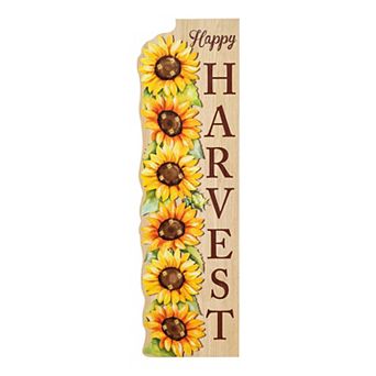 Glitzhome Fall Hanging Sign, Rustic Fall Lighted Wooden Porch Sign