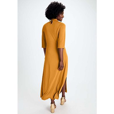 Jessica London Women's Plus Size Mockneck Slit Maxi Dress