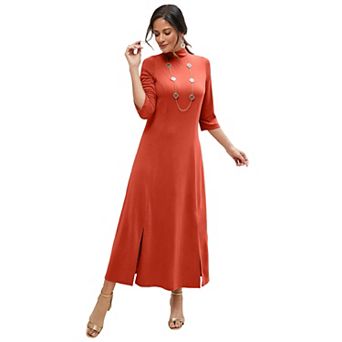 Jessica London Women's Plus Size Mockneck Slit Maxi Dress
