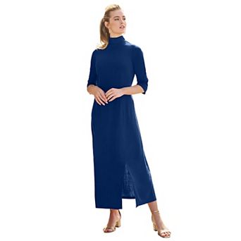 Jessica London Women's Plus Size Mockneck Slit Maxi Dress