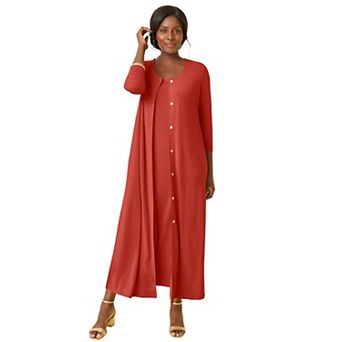 Jessica London Women's Plus Size 2 pc Stretch Knit Duster Set