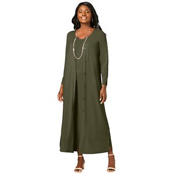 Jessica London Women's Plus Size 2 pc Stretch Knit Duster Set