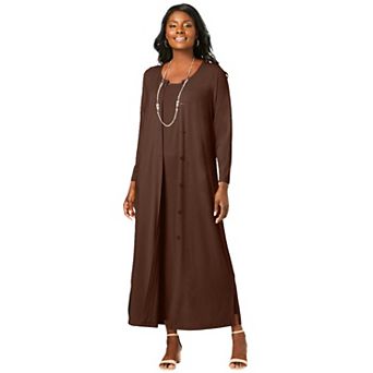 Jessica London Women's Plus Size 2 pc Stretch Knit Duster Set