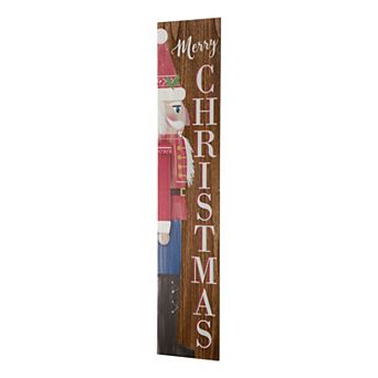 Glitzhome 60”h Wooden Christmas Nutcracker Welcome Porch Sign For Front Door