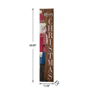 Glitzhome 60”h Wooden Christmas Nutcracker Welcome Porch Sign For Front Door