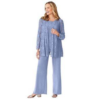 Woman Within Plus Size 3 pc Lace Jacket/Tank/Pant Set