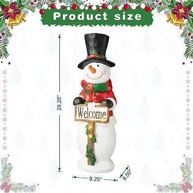 Glitzhome 29.25"h Christmas Resin Snowman Porch Decor With 8 Warm Lights And Timer