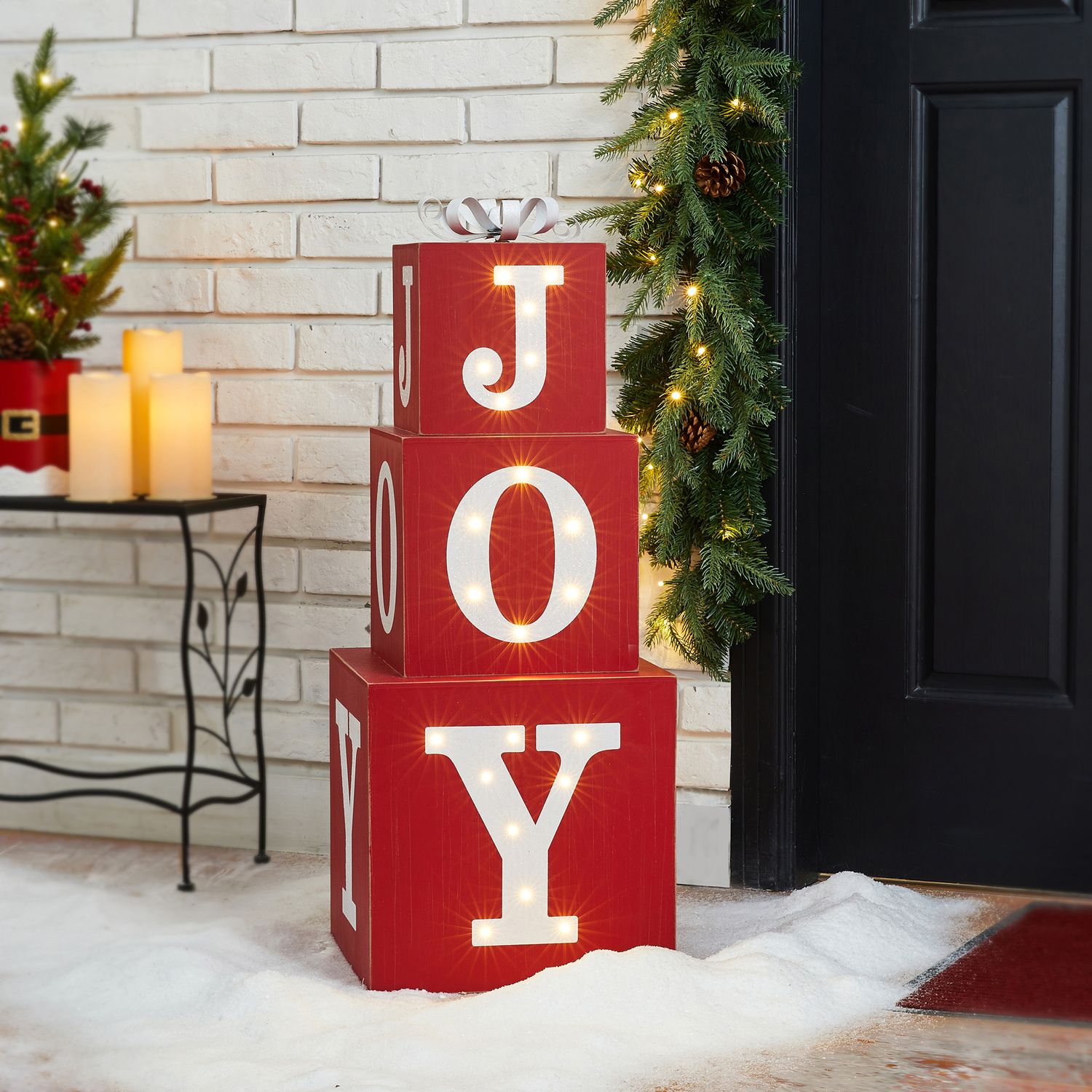 Melody Jane Puppenhaus-Zubehör – 'JOY' Buchstabenblock-Deko Im Maßstab 1:12 – Miniatur-Weihnachtsornament