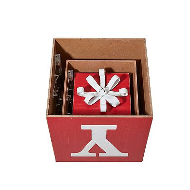 Glitzhome 32"h Christmas Wooden Block Joy Porch Sign Decor