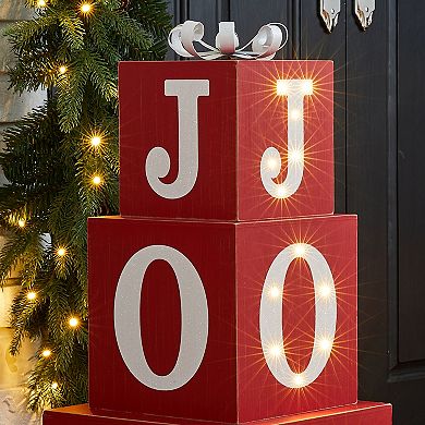 Glitzhome 32"h Christmas Wooden Block Joy Porch Sign Decor