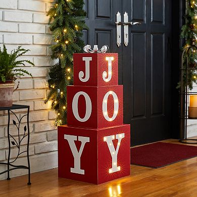 Glitzhome 32"h Christmas Wooden Block Joy Porch Sign Decor