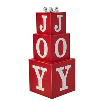 Glitzhome 32"h Christmas Wooden Block Joy Porch Sign Decor